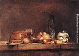 Jean Baptiste Simeon Chardin Famous Paintings - Still-Life with Jar of Olives